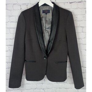 JAMES JEANS Womens' Brown Tuxedo Blazer Leather Collar Blazer Jacket Size Small